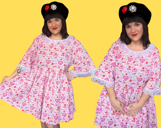 Robe à thème Saint-Valentin faite à la main et recyclée, taille 2XL