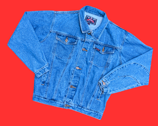 Veste en jean d'Halloween faite main et recyclée, taille XL (US 18)