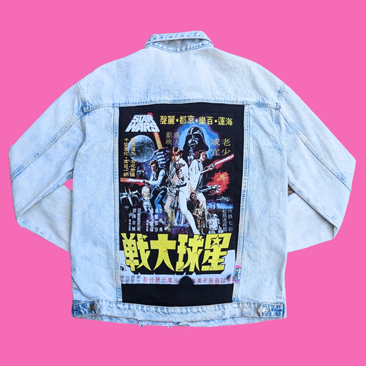 Star Wars Upcycled T-Shirt Denim Jacket Size S for Women