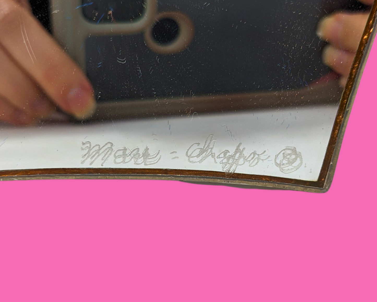 Vintage 1980's Decorative Glass Mirror Artwork