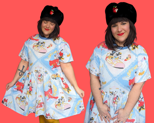 Robe drap de lit Fantasia vintage Walt Disney des années 1980, fabriquée à la main et recyclée, taille S à XL