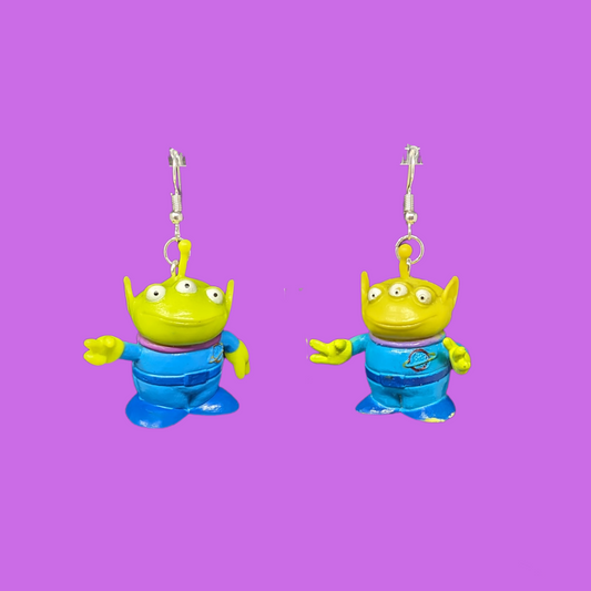 Boucles d'oreilles Green Little Men de Toy Story, faites à la main et recyclées