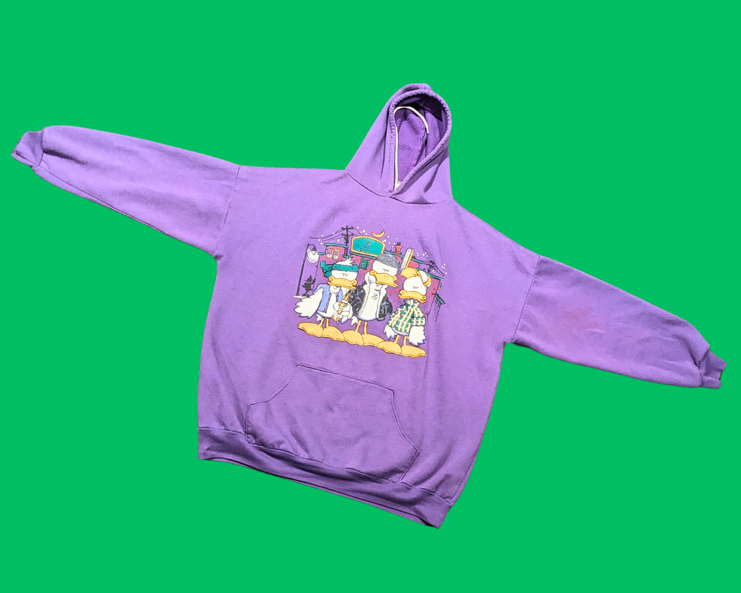 Vintage 1990's Three Cool Ducks Purple Hoodie Size XL