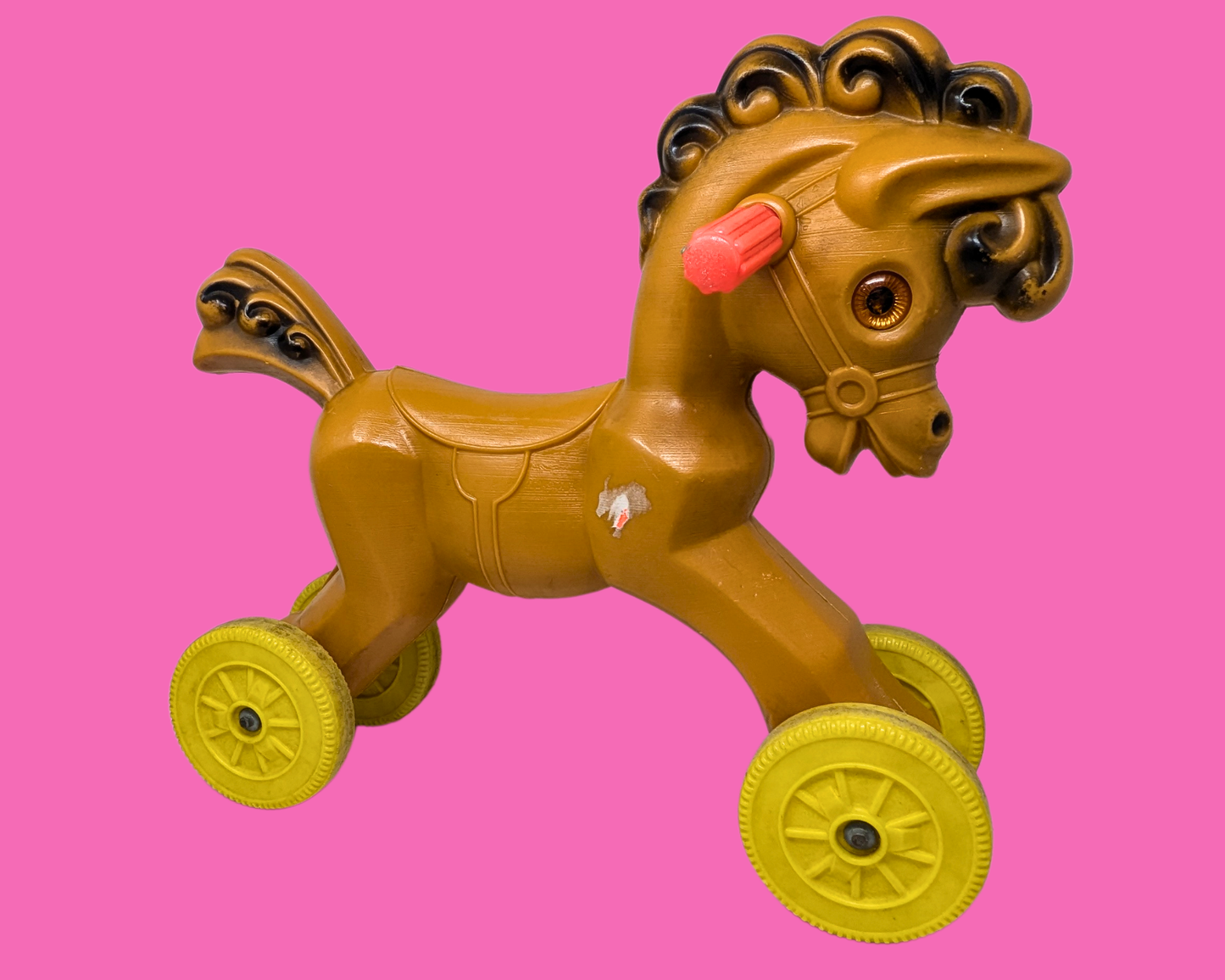 Vintage 1950's Plastic Horse on Wheels For Kids