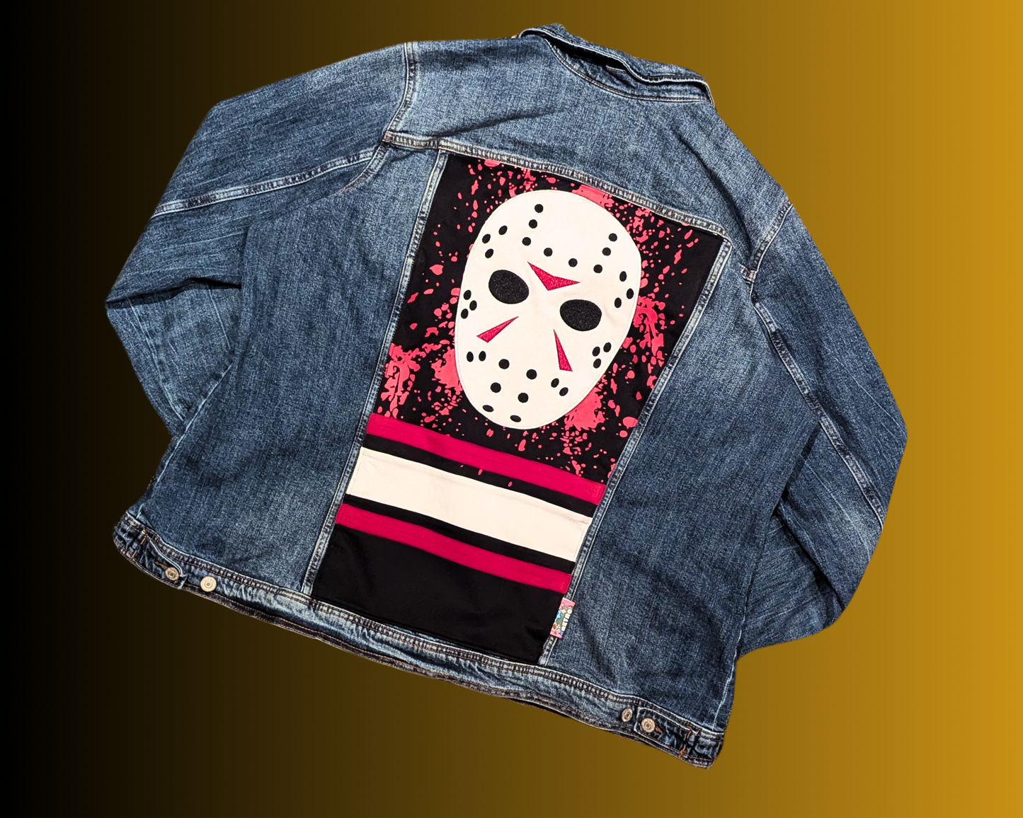 Veste en jean Friday The 13th faite à la main et recyclée, taille 3XL