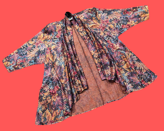 Cardigan ouvert vintage des années 1990, coloré et élégant, taille L-XL