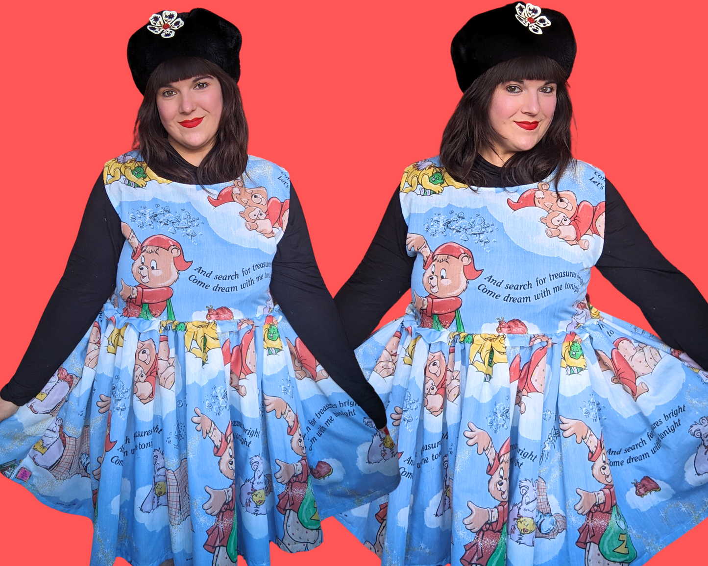 Robe sans manches en drap de lit Teddy Ruxpin, fabriquée à la main et recyclée, taille L