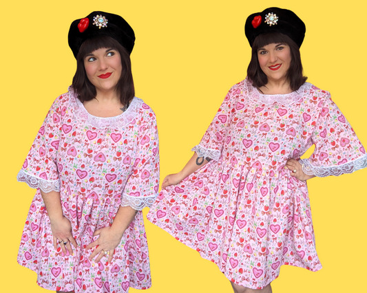 Robe à thème Saint-Valentin faite à la main et recyclée, taille 2XL