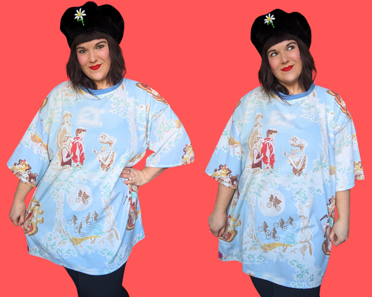 T-shirt vintage ET des années 1980, fait main et recyclé, taille XL