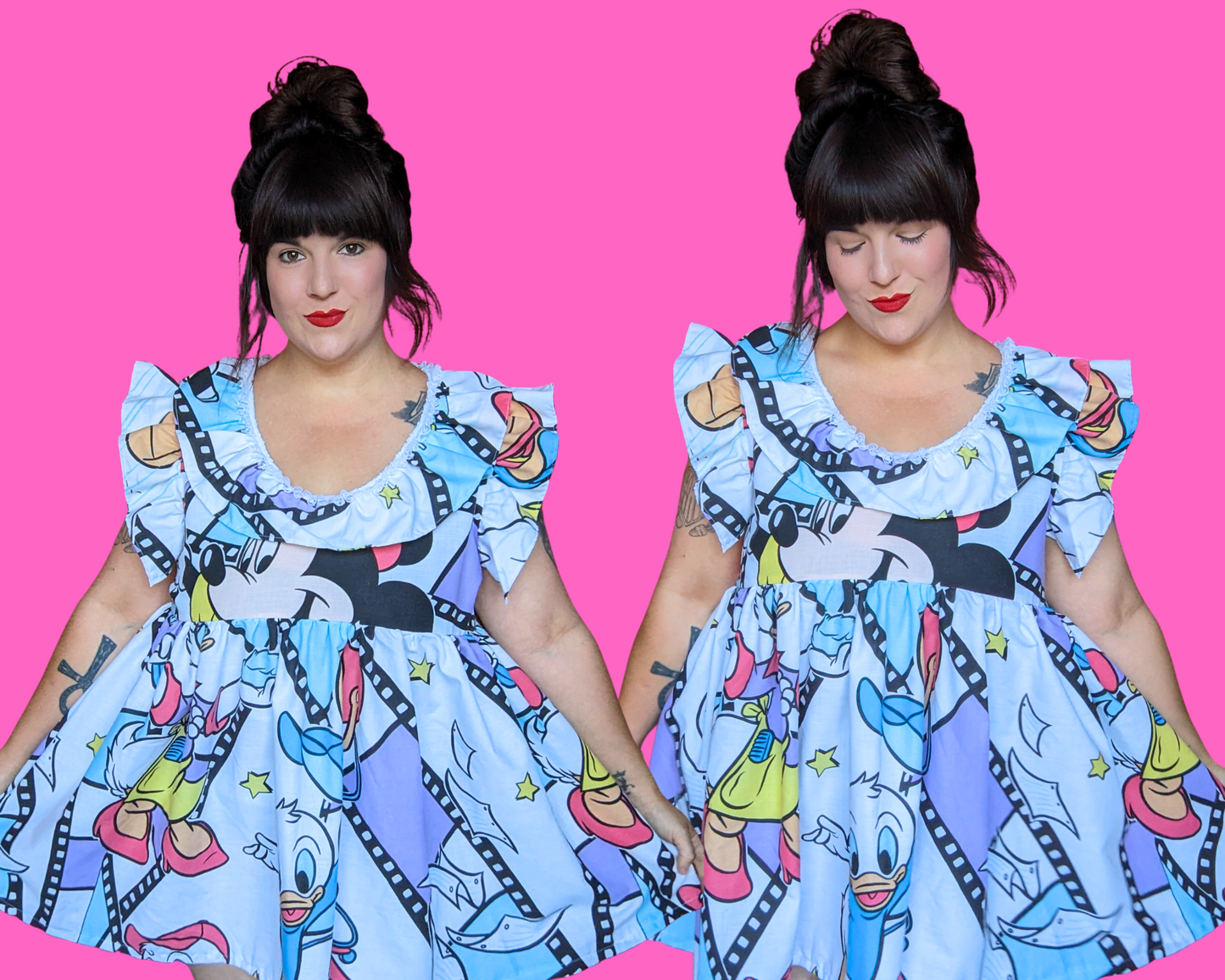 Robe Disney Mickey Mouse et ses amis, faite à la main et recyclée, taille L à XL