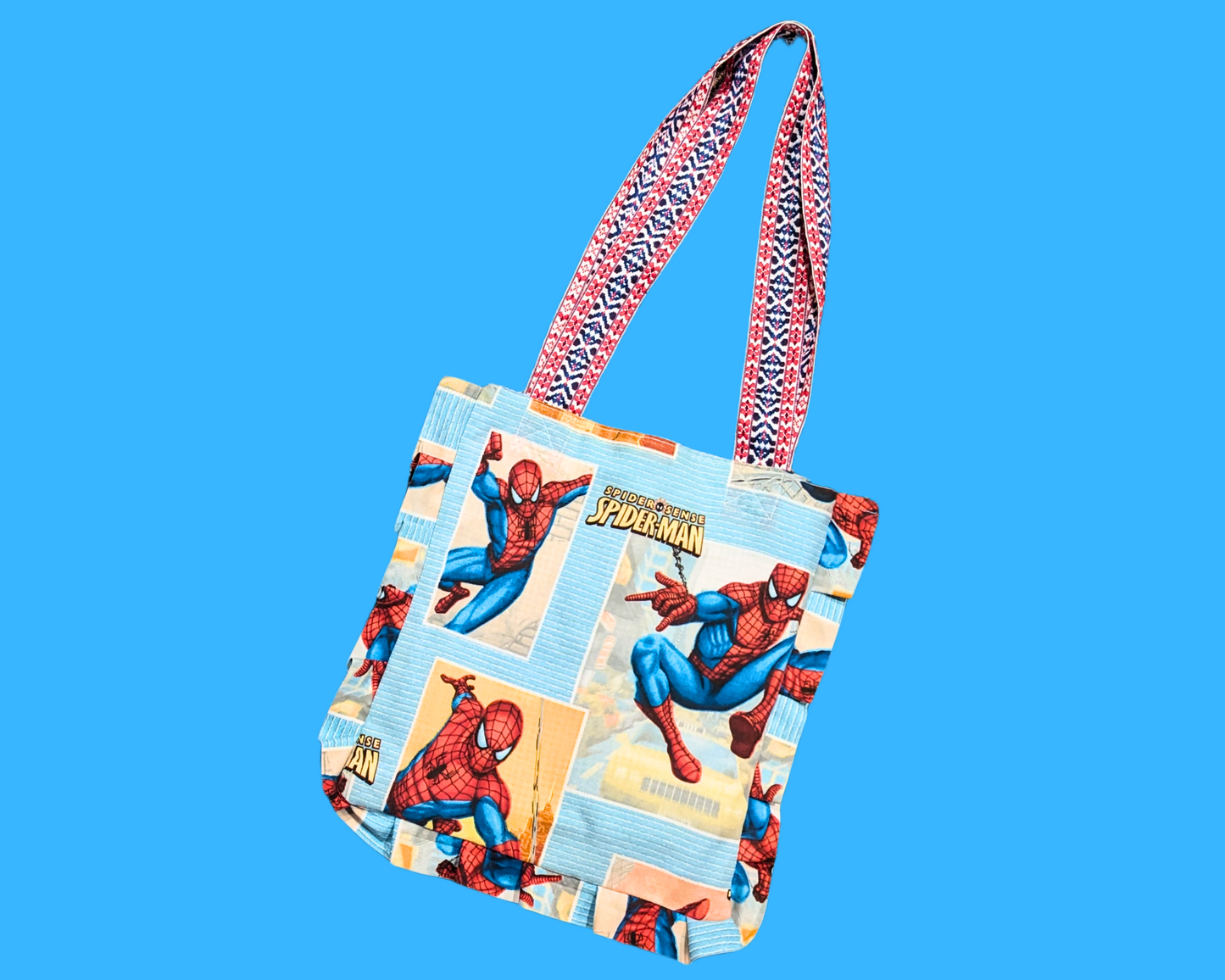 Sac fourre-tout Spider-Man fait main et recyclé