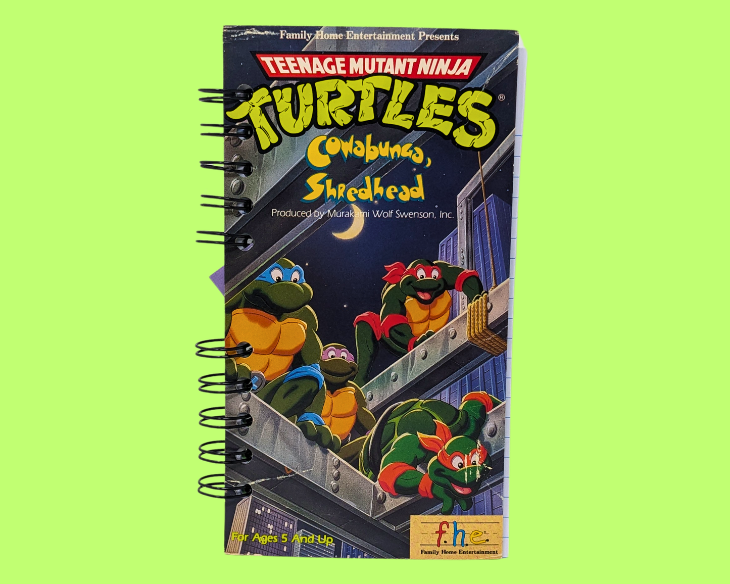Teenage Mutant Ninja Turtles Cowabunga Shredhead VHS Movie Notebook