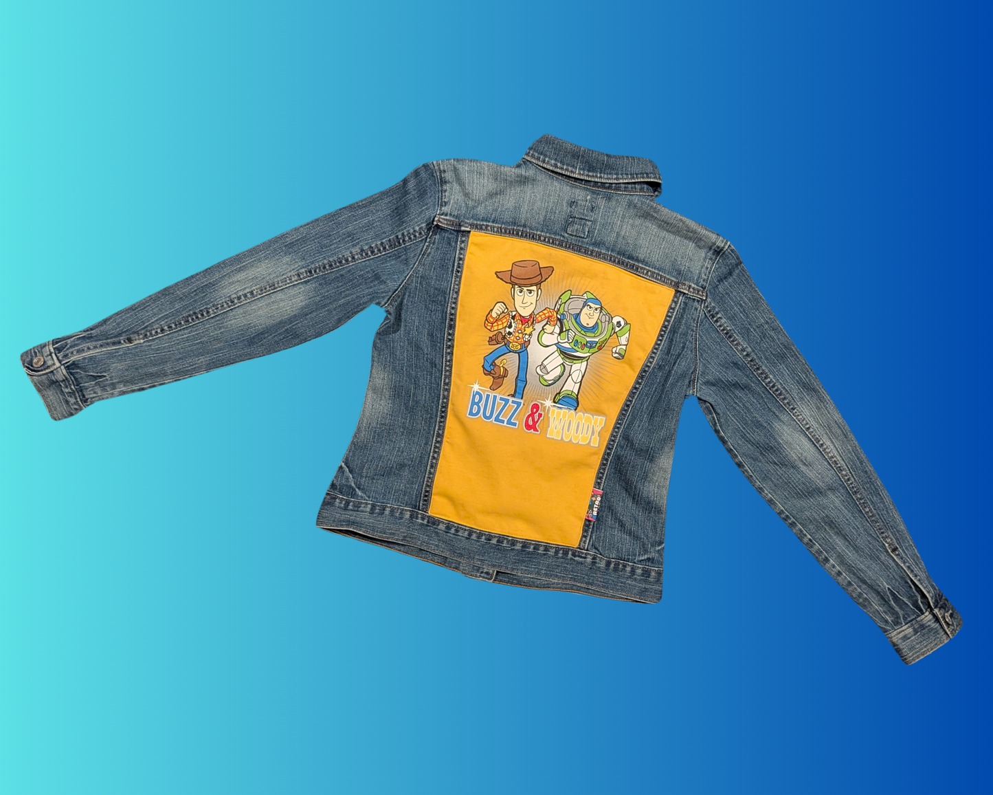 Handmade, Upcycled Toy Story, Buzz & Woody, Denim Jacket Size S