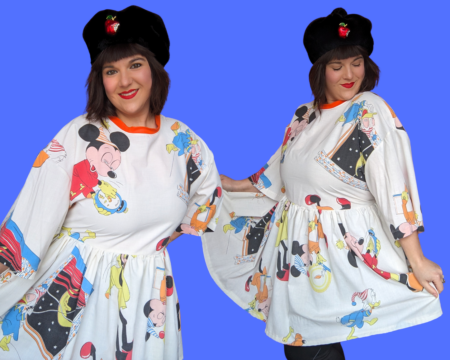 Robe t-shirt drapée et recyclée Mickey Mouse et ses amis de Walt Disney vont au lit, taille 2XL