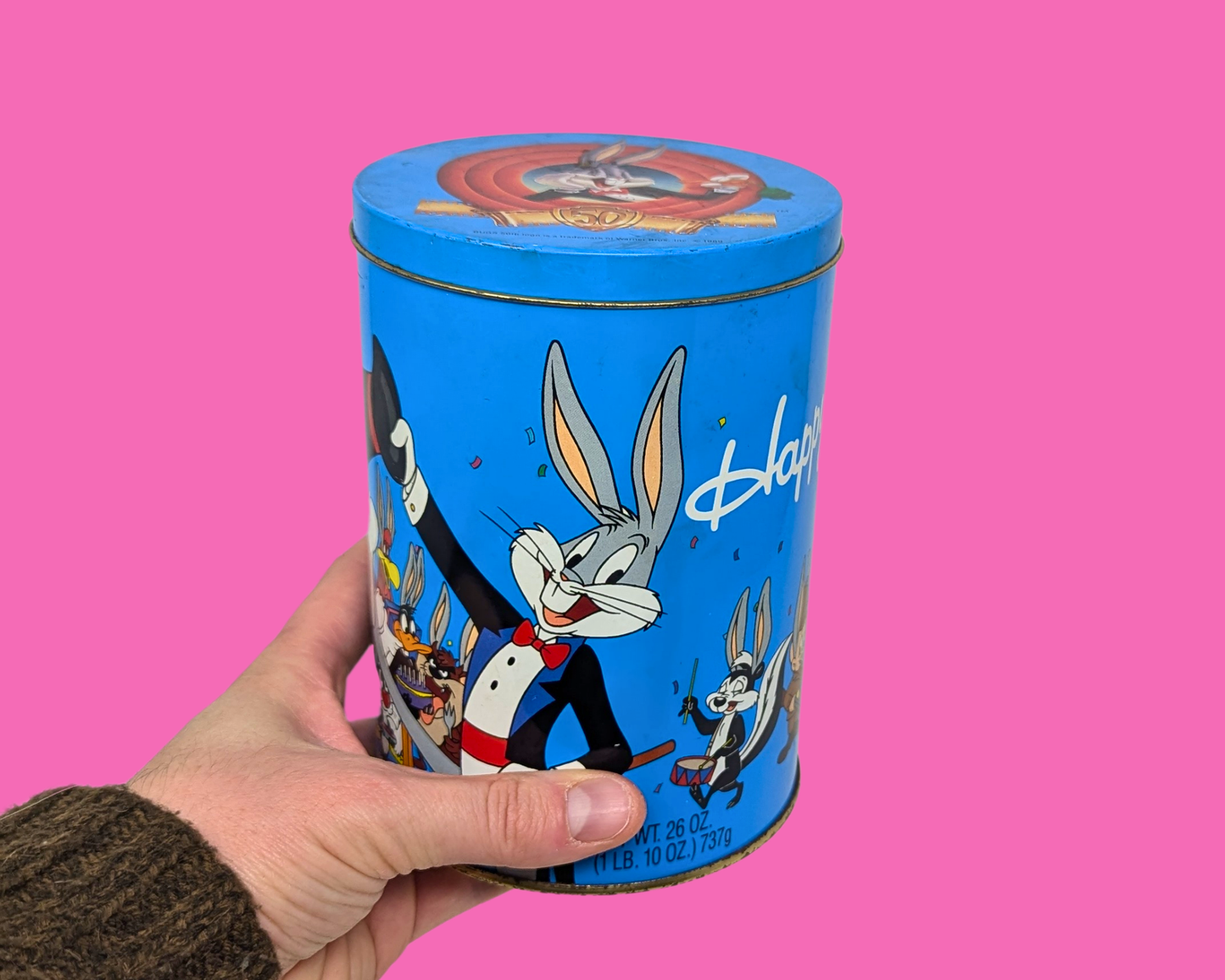 Boîte en métal vintage des années 1980 pour le 50e anniversaire de Bugs