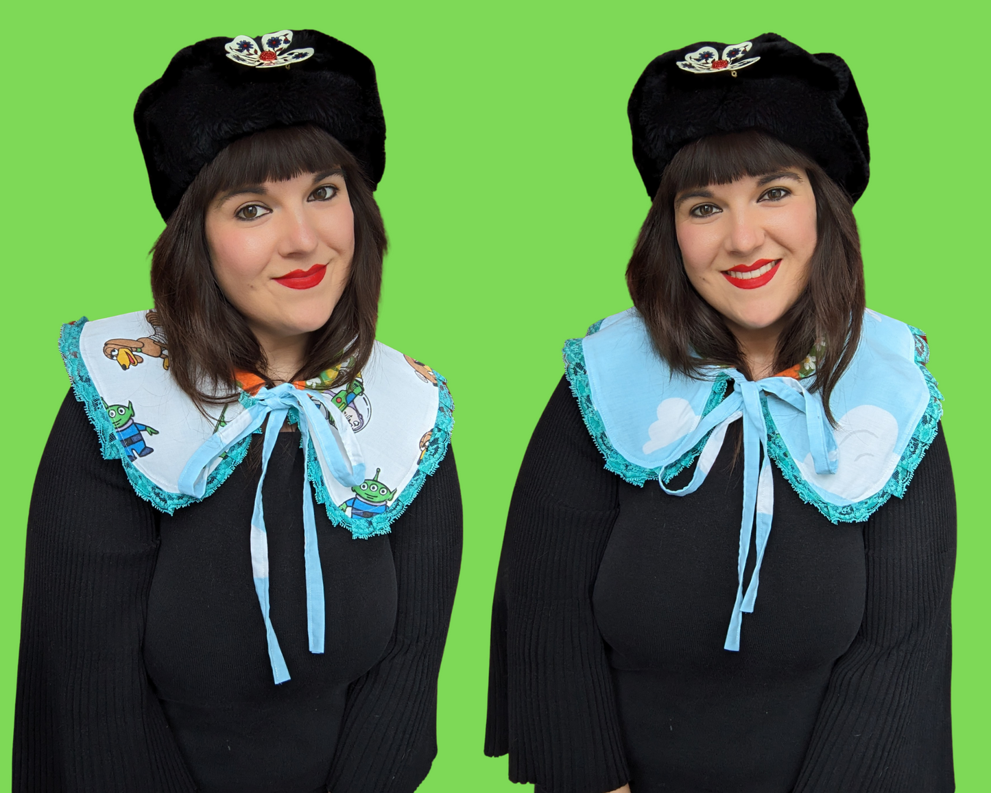 Collier réversible Toy Story Pilgrim fait main et recyclé avec volant