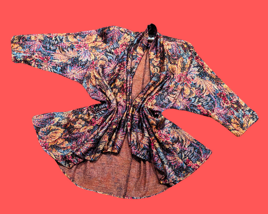 Cardigan ouvert vintage des années 1990, coloré et élégant, taille L-XL