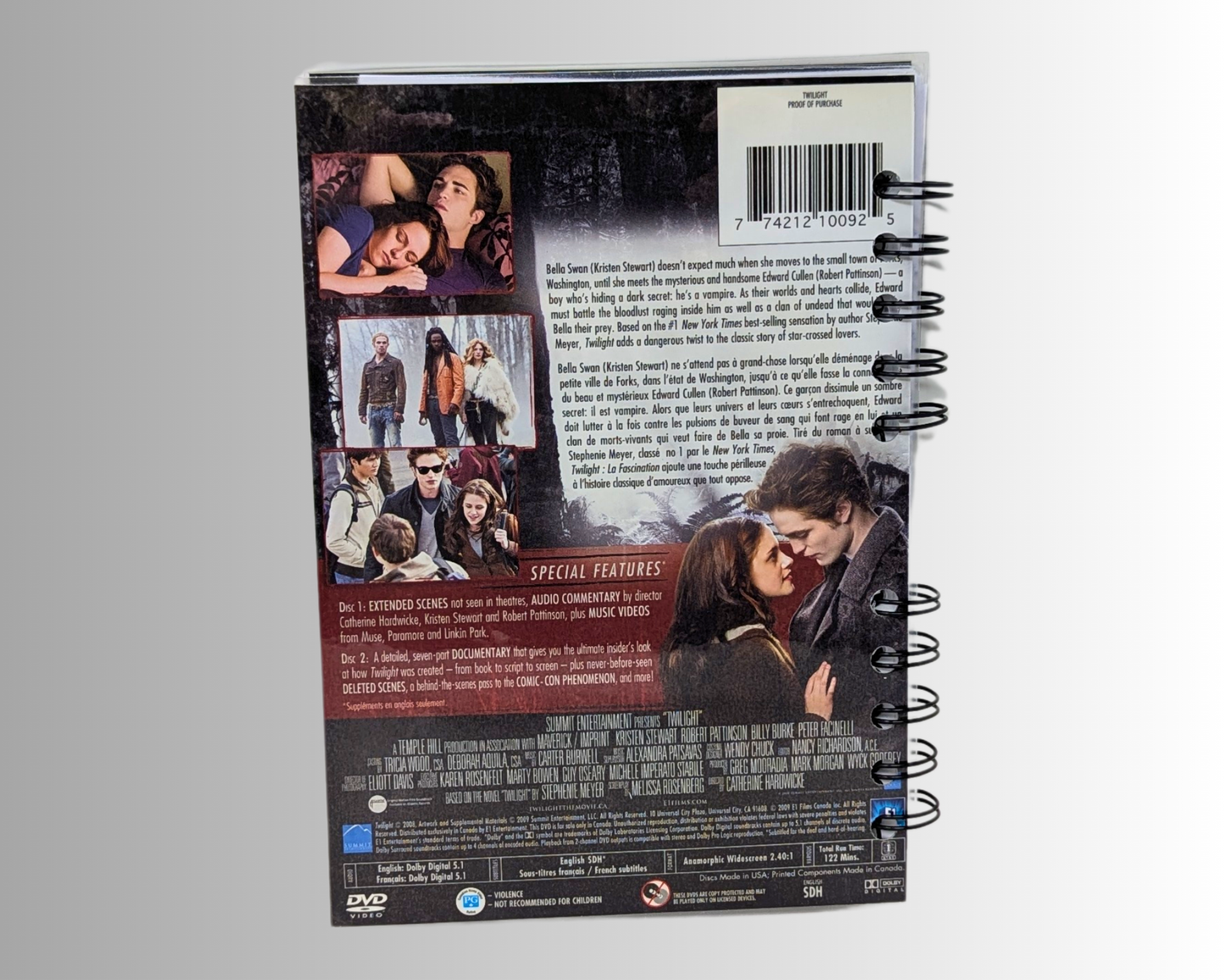 Carnet de notes du film DVD Twilight