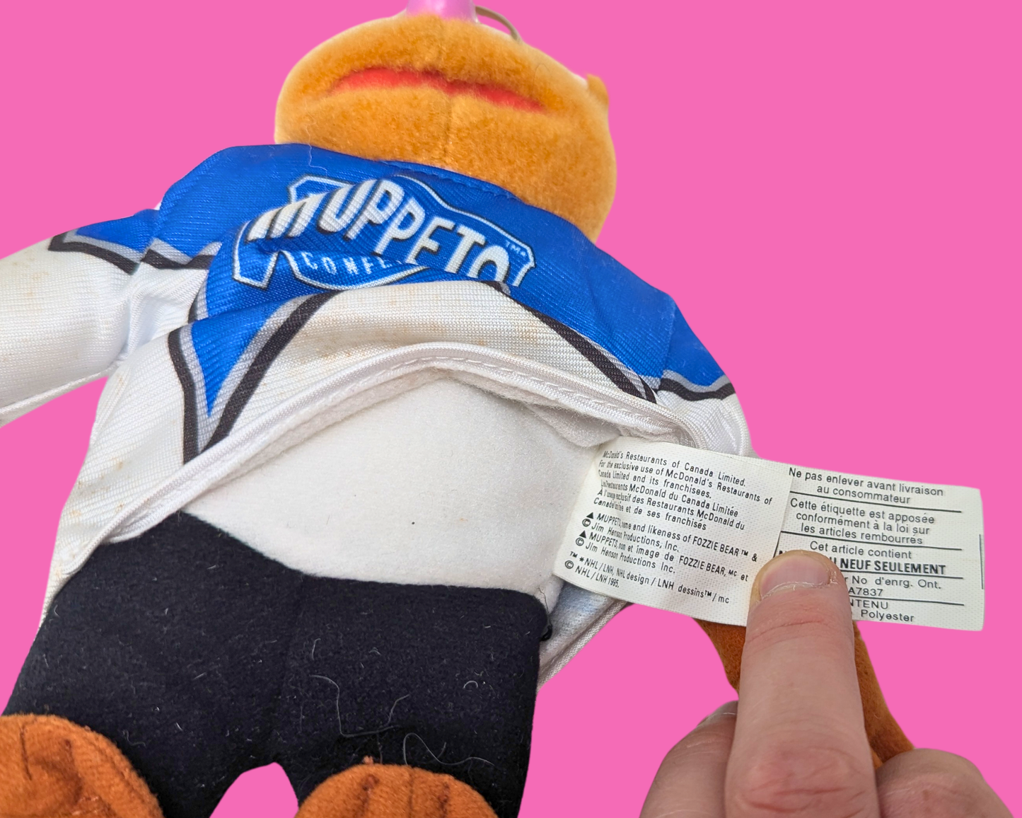 Peluche Fozzie Bear vintage 1995 des Muppets McDonald