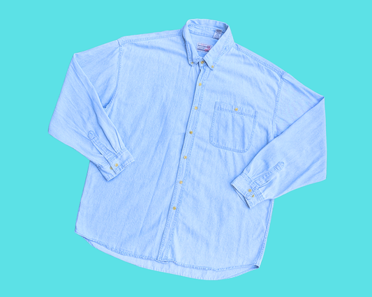 Chemise/veste en jean The Land Before Time, fabriquée à la main et recyclée, taille 2XL