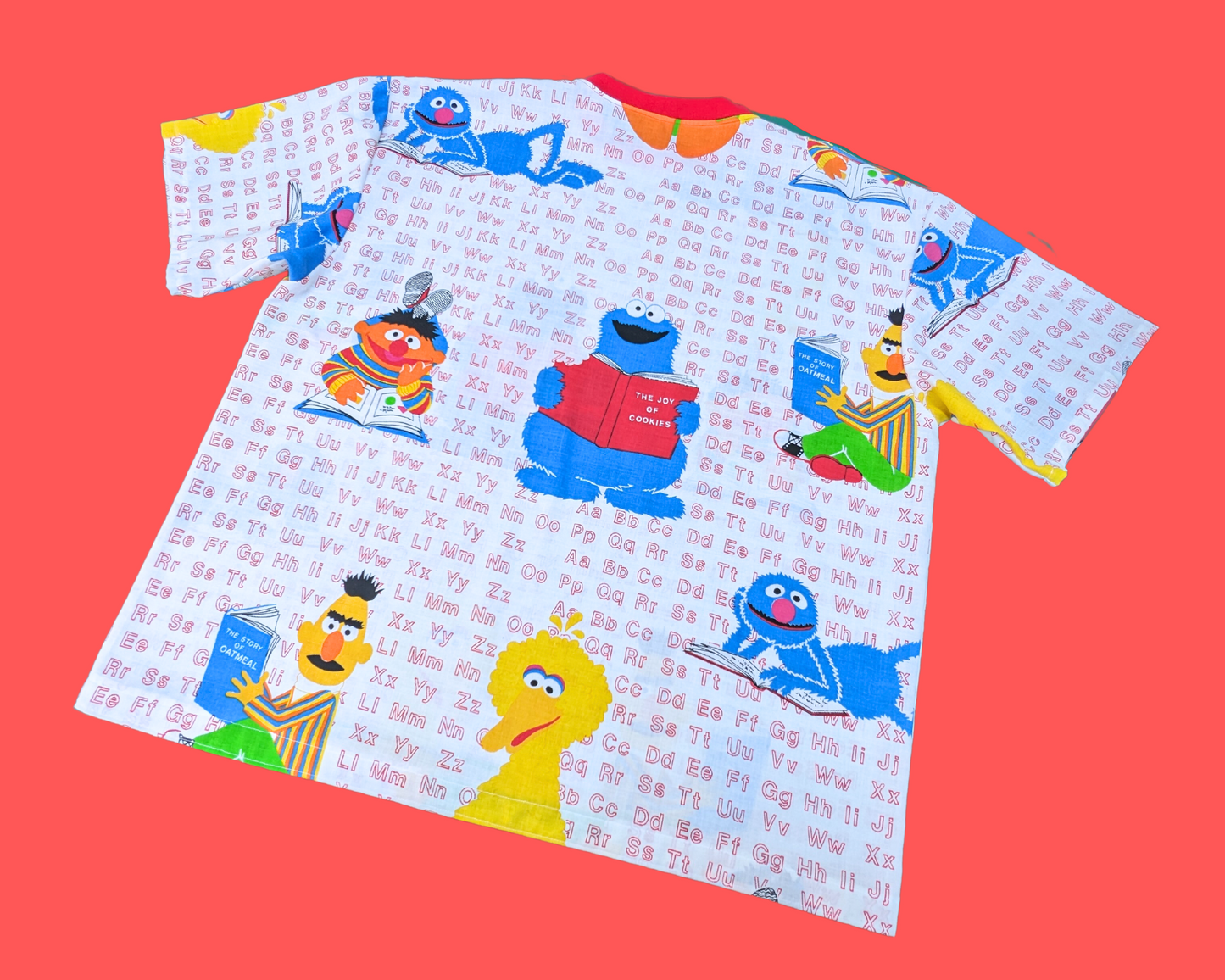 Handmade, Upcycled Sesame Street Bedsheet T-Shirt Oversized XL