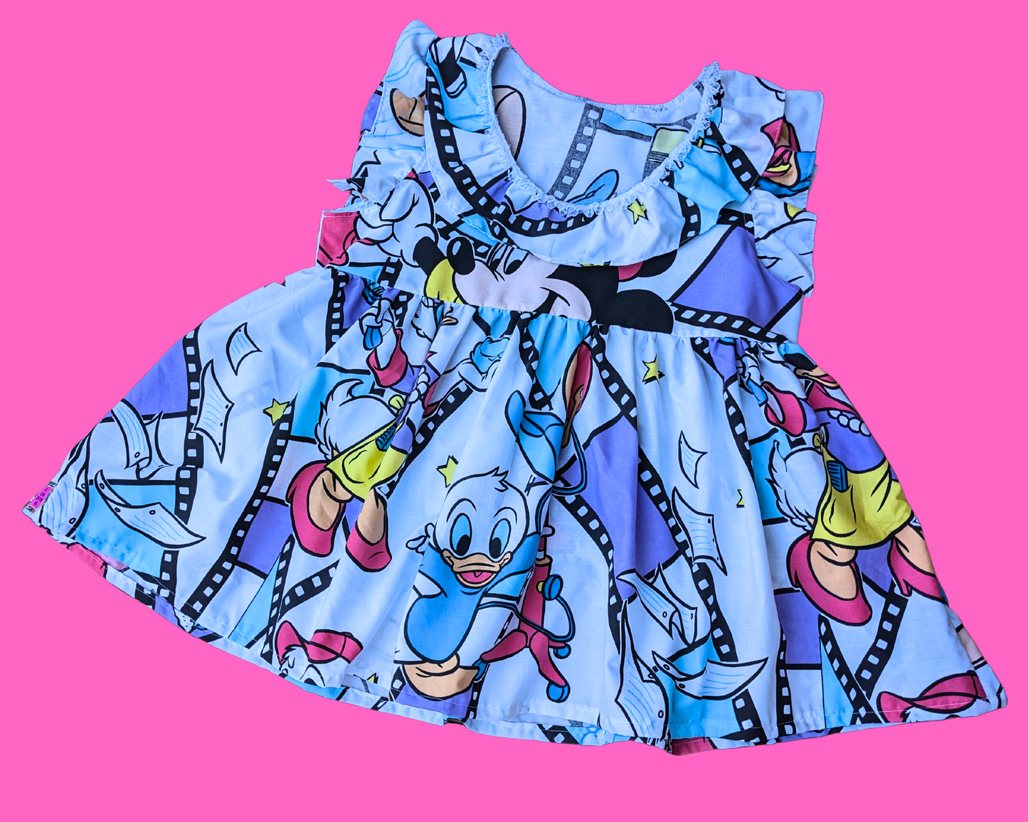 Robe Disney Mickey Mouse et ses amis, faite à la main et recyclée, taille L à XL