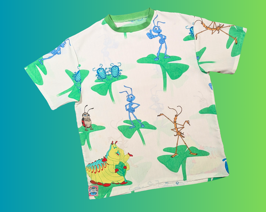 Handmade, Upcycled Vintage 1990's A Bug's Life Bedsheet T-Shirt Oversized XS - Fits Like A Size M