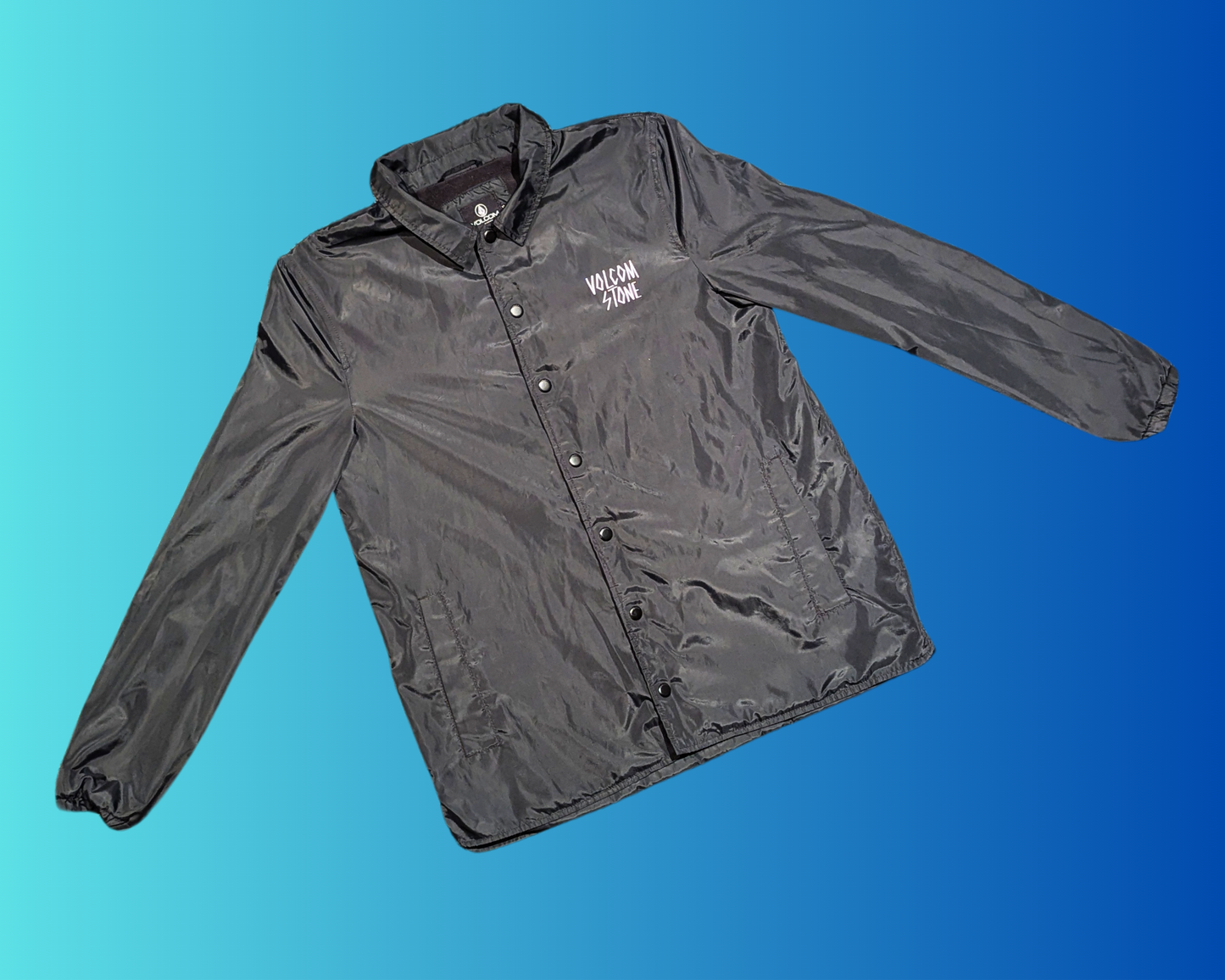 Y2K Black Volcom Stone Raincoat for Kids Size 12 Years Old