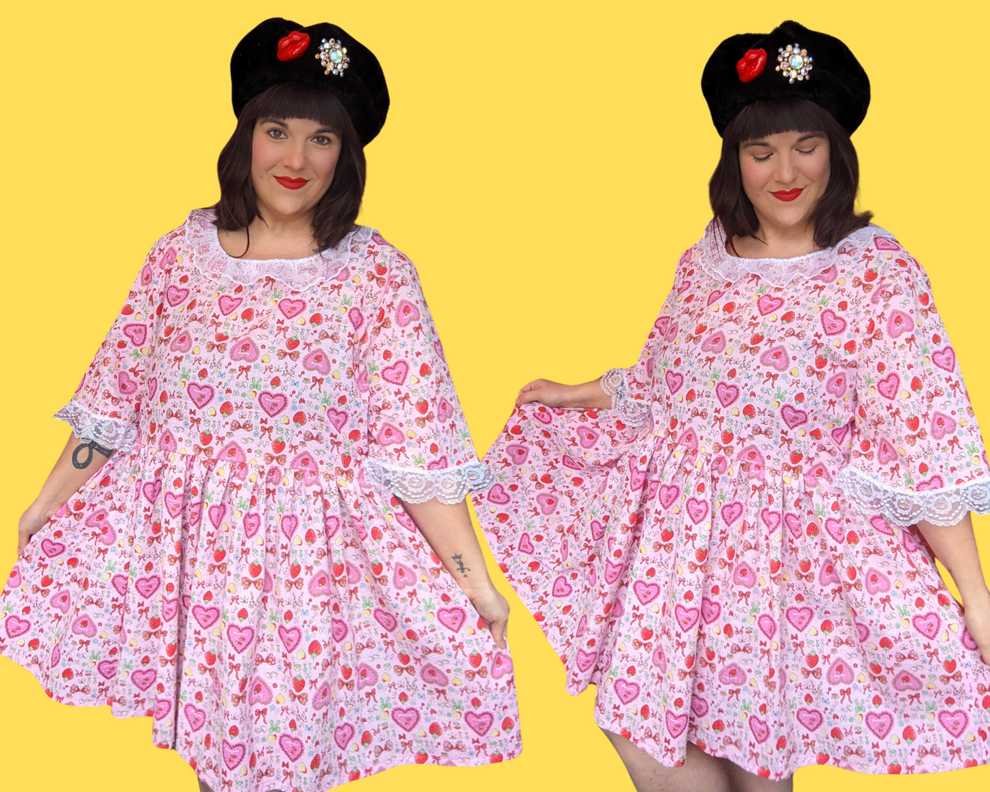Robe à thème Saint-Valentin faite à la main et recyclée, taille 2XL