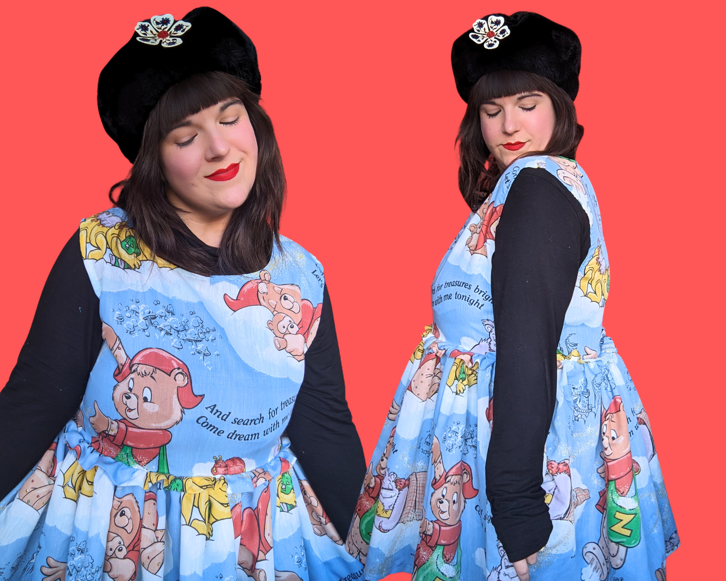 Robe sans manches en drap de lit Teddy Ruxpin, fabriquée à la main et recyclée, taille L