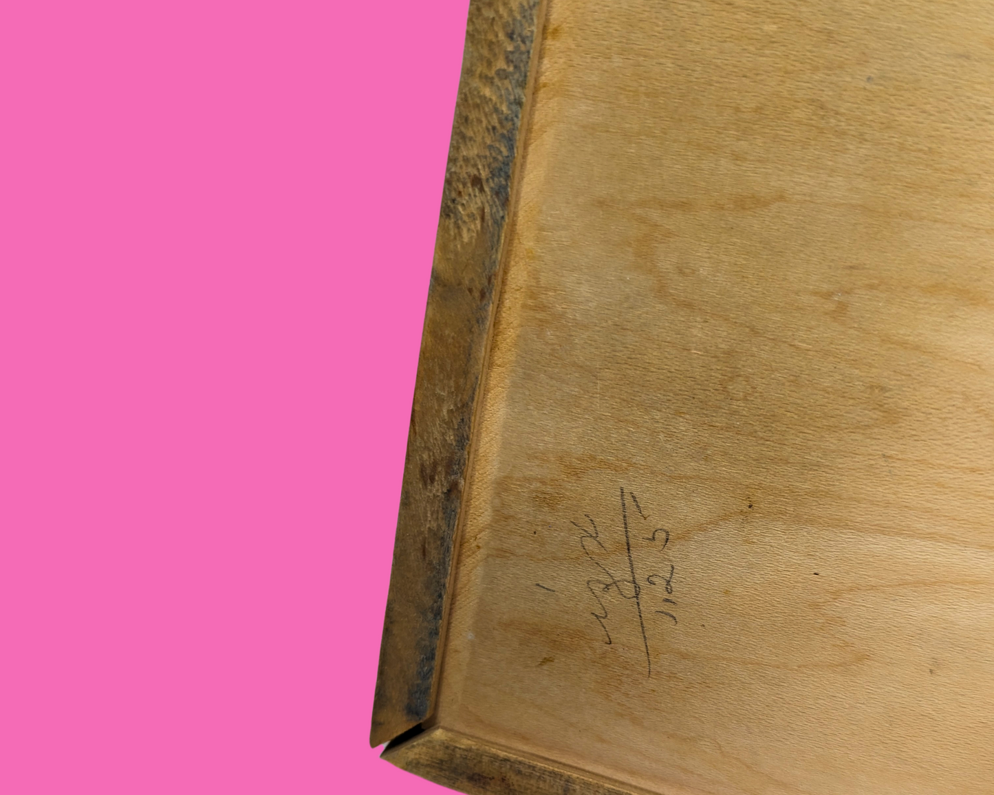 Plateau en bois vintage des années 1980 avec fruits peints