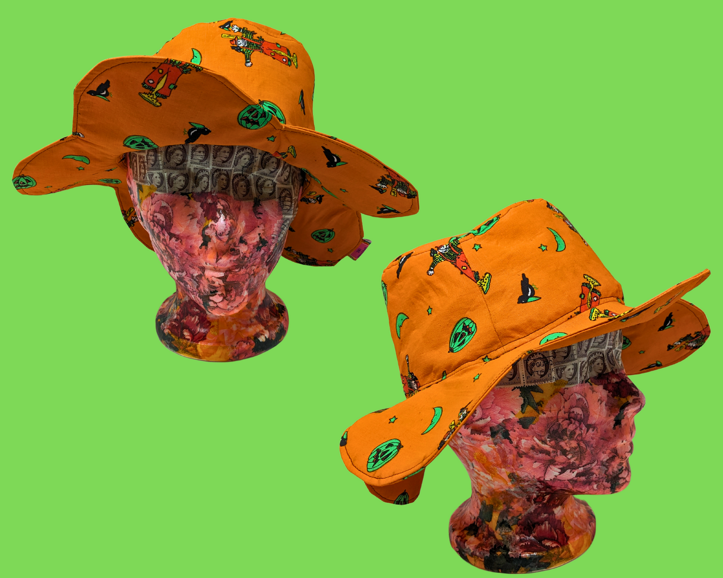 Chapeau bob réversible en forme de fleur pour Halloween