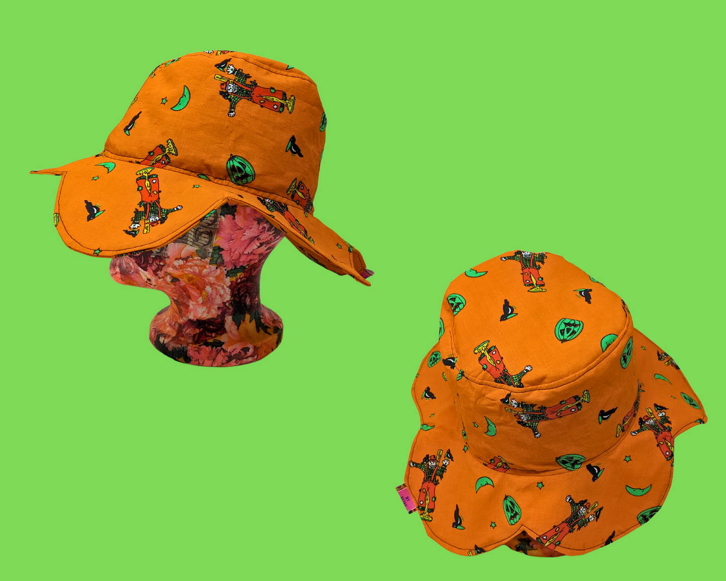 Chapeau bob réversible en forme de fleur pour Halloween