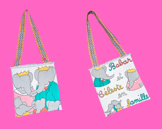 Sac fourre-tout Babar vintage fait main et recyclé
