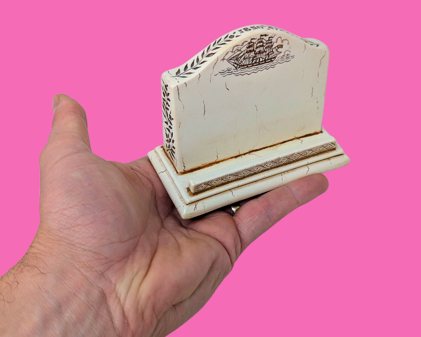Petite boîte vintage des années 1990 et porte-cartes de visite assorti