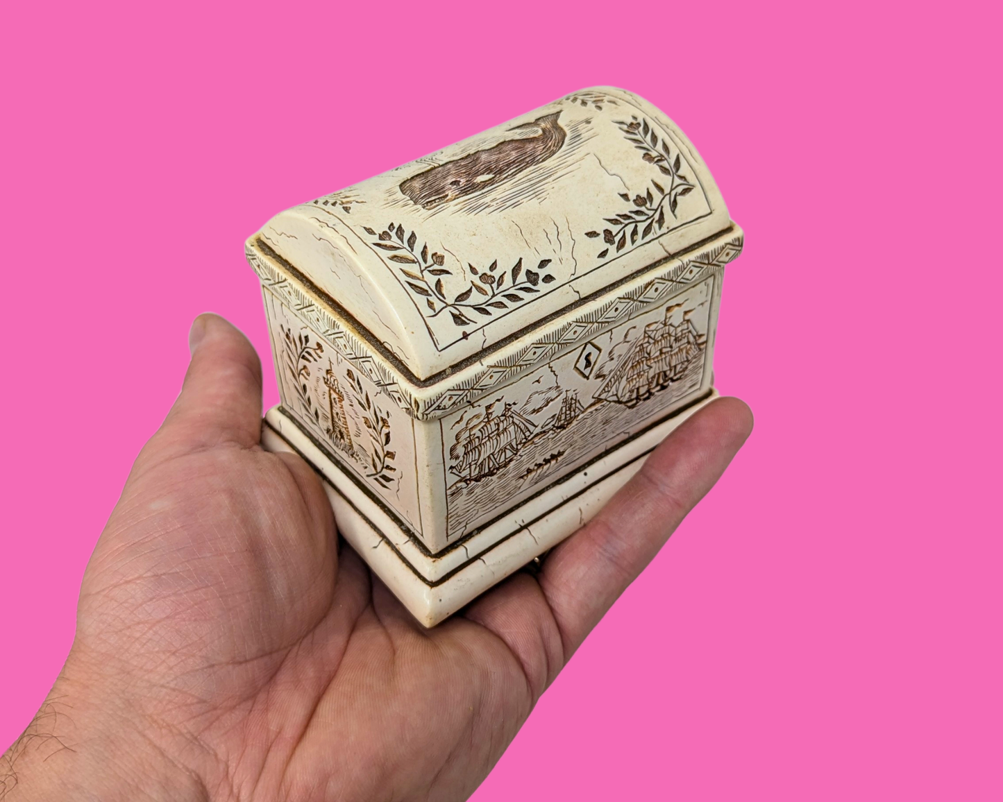 Petite boîte vintage des années 1990 et porte-cartes de visite assorti