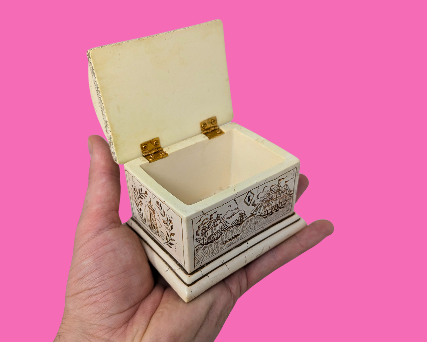 Petite boîte vintage des années 1990 et porte-cartes de visite assorti