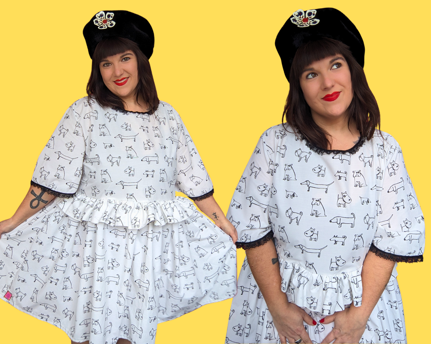 Handmade, Upcycled Dog Doodles Bedsheet Dress Fits Size 2XL