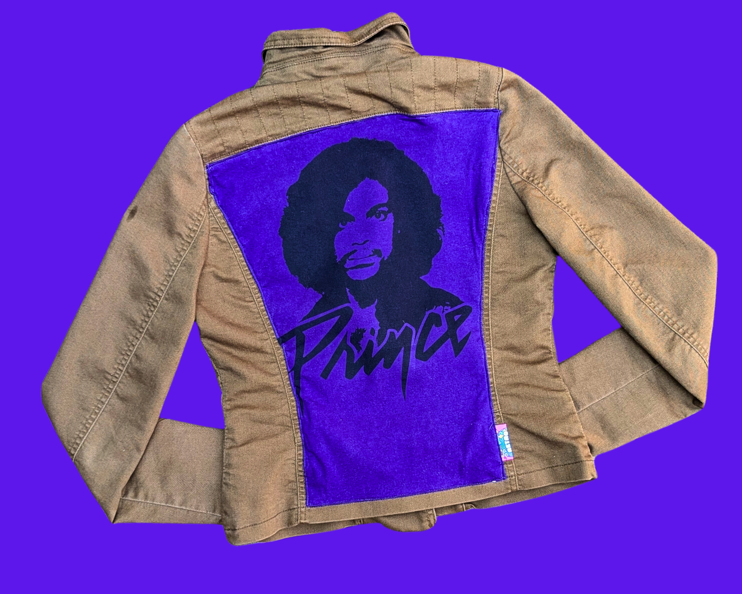 Handmade, Upcycled Prince Denim Jacket Size US 8, M