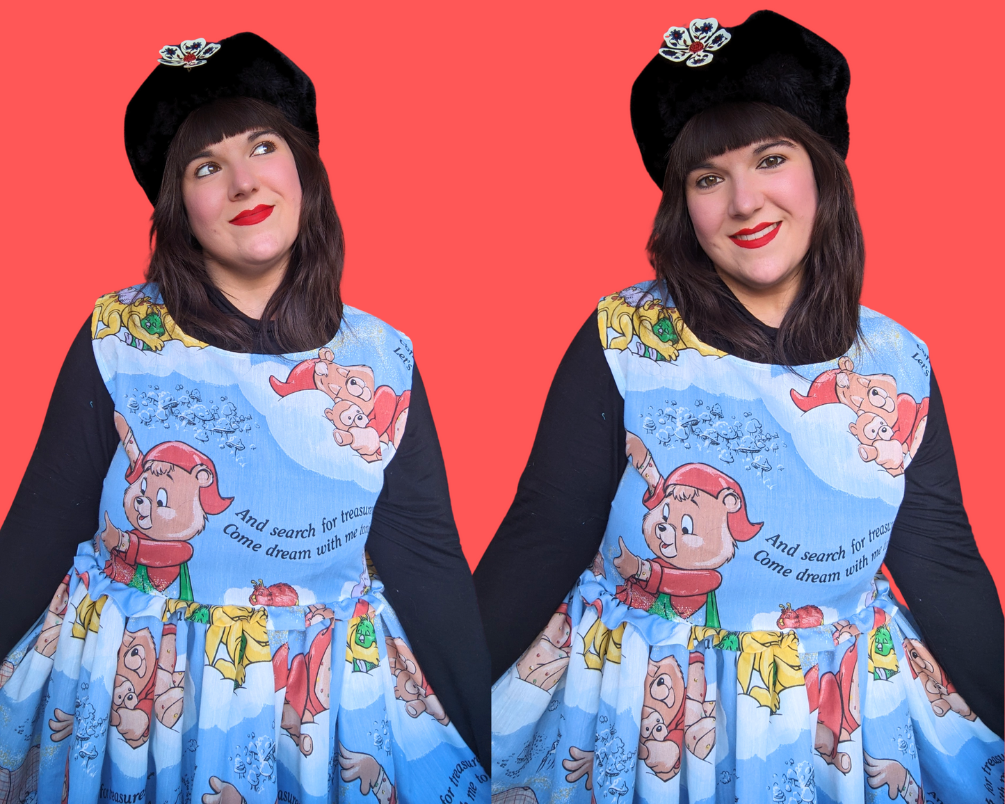 Robe sans manches en drap de lit Teddy Ruxpin, fabriquée à la main et recyclée, taille L