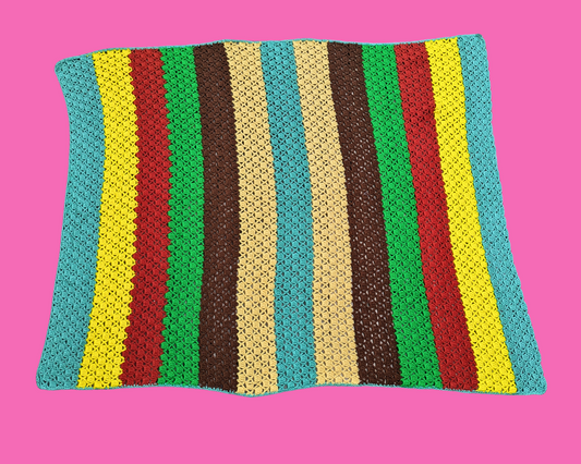 Couverture au crochet colorée vintage des années 1980