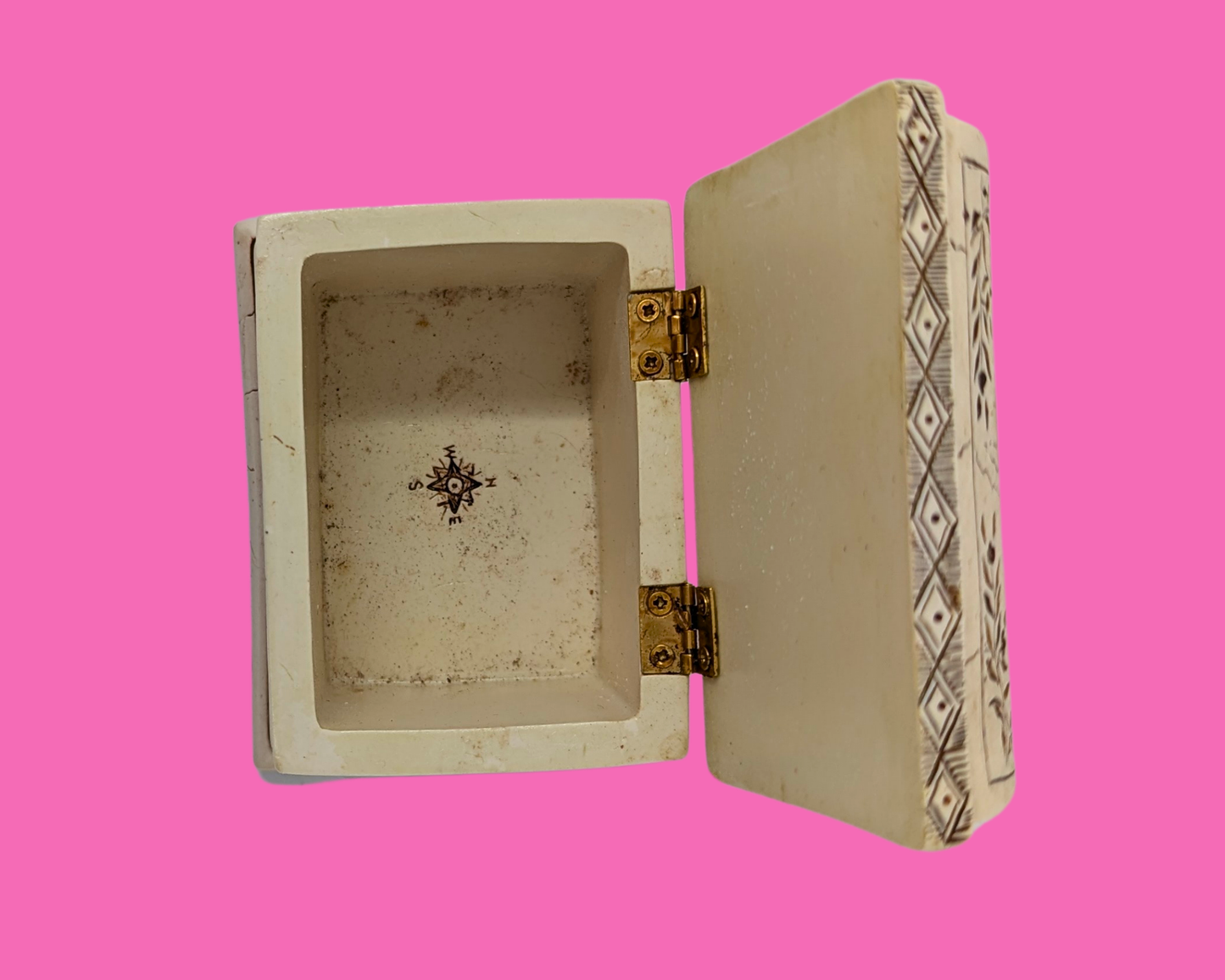 Petite boîte vintage des années 1990 et porte-cartes de visite assorti