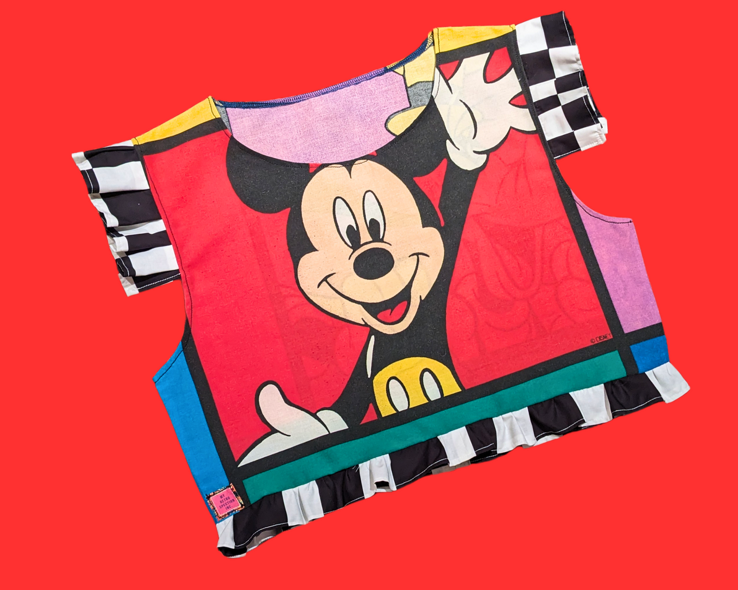 Handmade, Upcycled Disney Mickey and Goofy Pillowcase Crop Top Size M