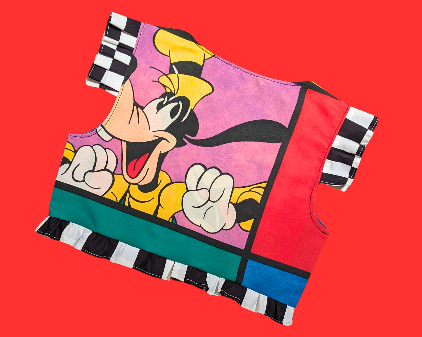 Handmade, Upcycled Disney Mickey and Goofy Pillowcase Crop Top Size M