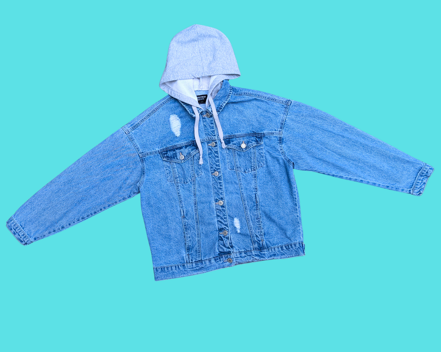 Handmade, Upcycled The Nightmare Before Christmas Hoodie Denim Jacket Size L