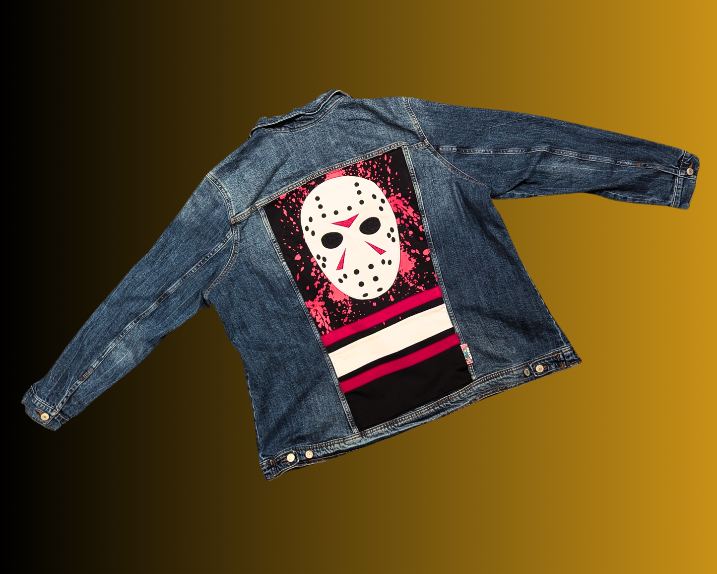 Veste en jean Friday The 13th faite à la main et recyclée, taille 3XL