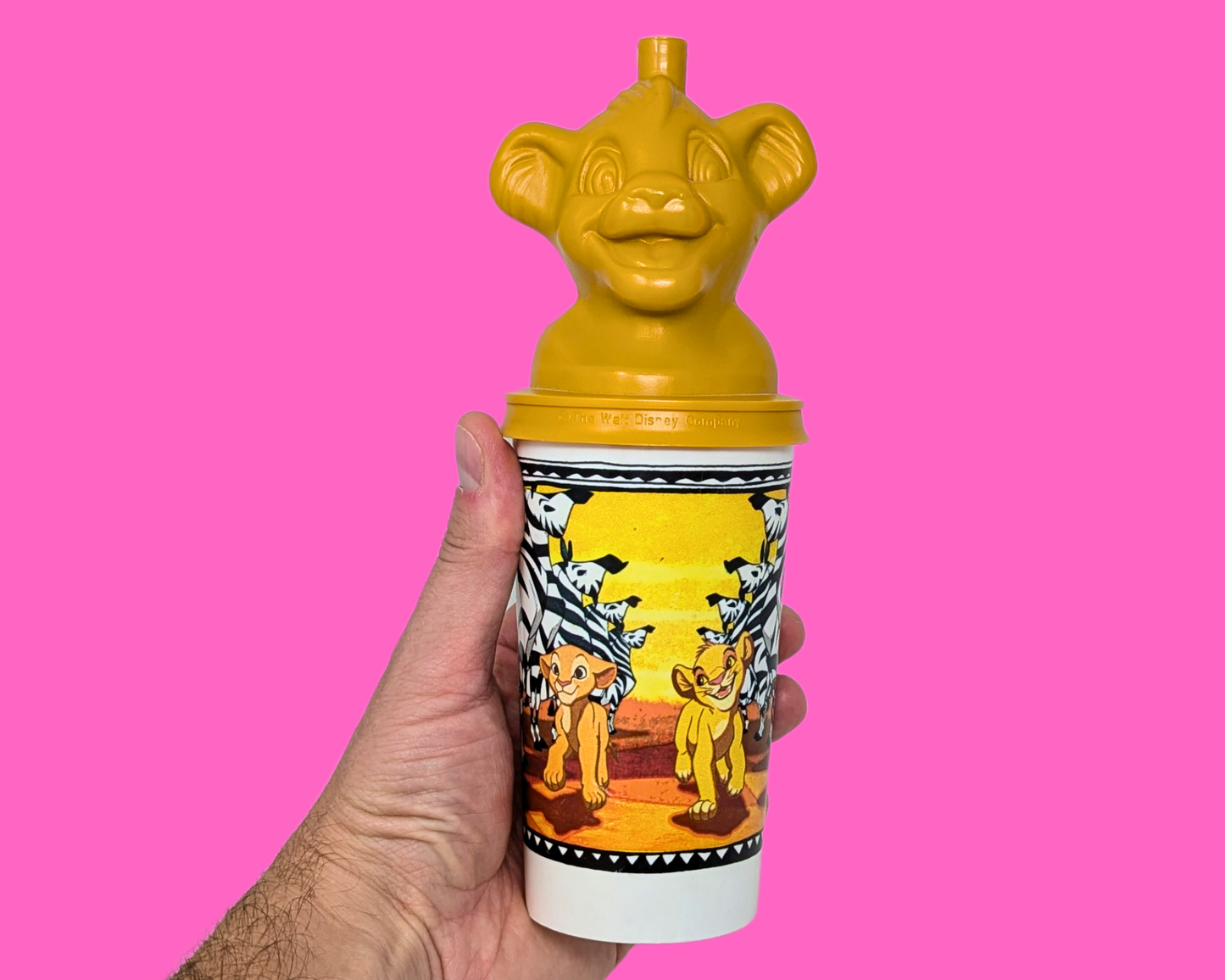 Bouteille en plastique officielle Walt Disney Le Roi Lion, Simba, sans paille, vintage des années 1990