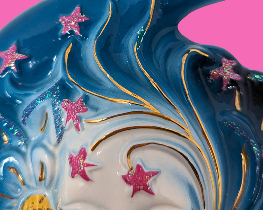 Pierrot en céramique vintage des années 1990, décoration murale