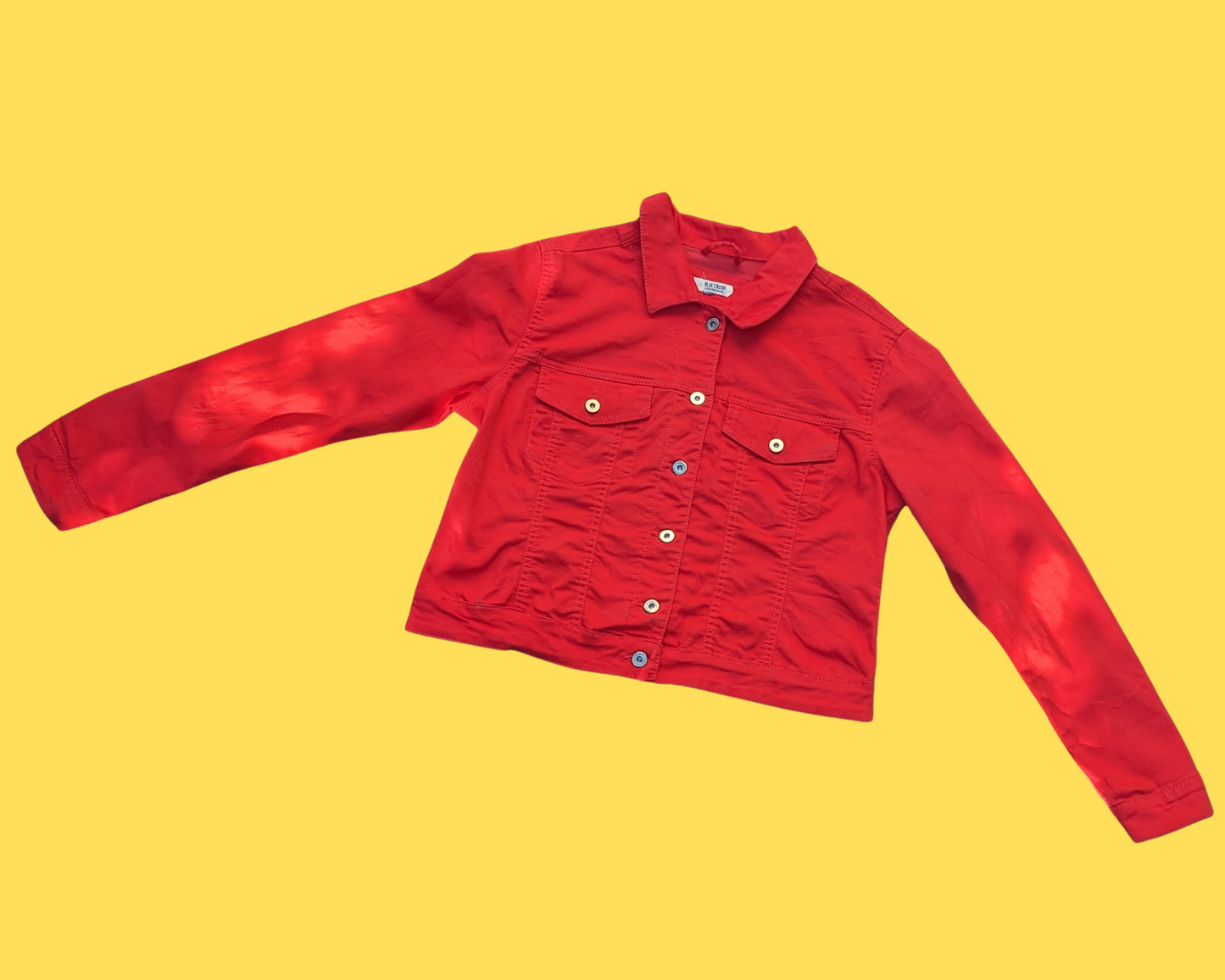 Handmade, Upcycled Sailor Moon Red Denim Jacket Size M
