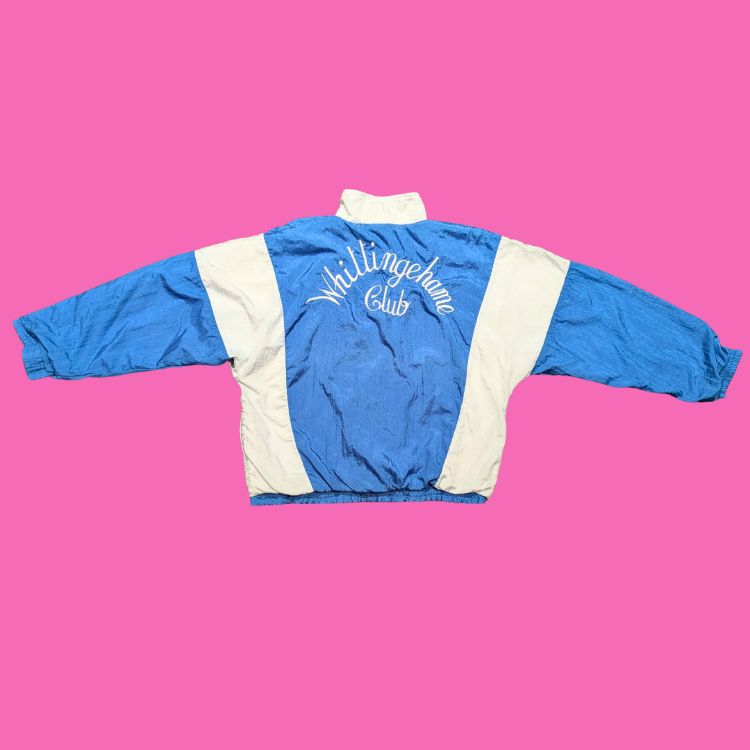 Vintage 1990's White and Blue Whittingehame Club Windbreaker Jacket Size M